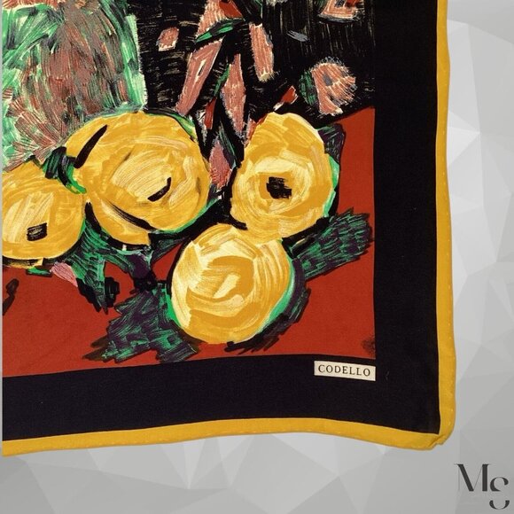 CODELLO Multicolor Art Print Silk Scarf 35.5" - 34´´ Good Condition - Picture 3 of 7